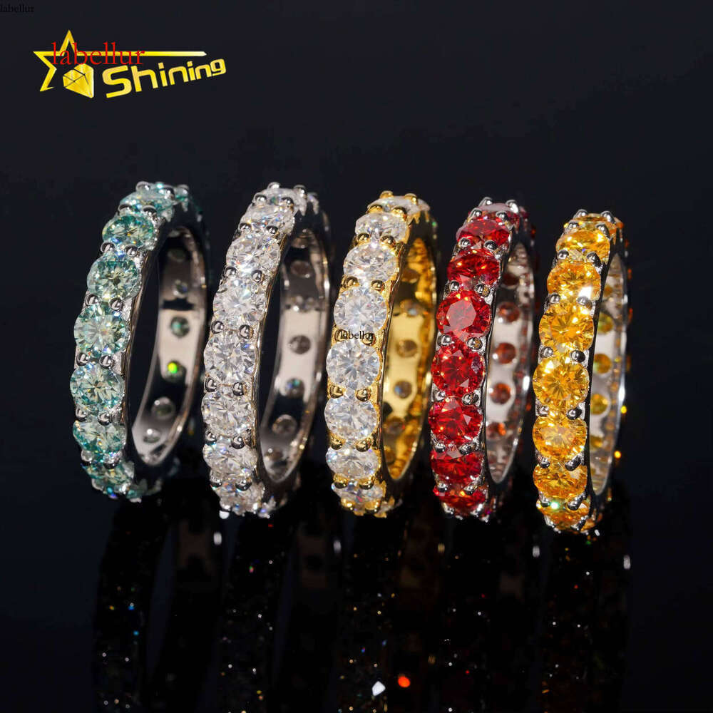 Pass Dia Tester Wedding Jewelry Engagement Band Hip Hop Rings Solid Sterling Sier Colorful VVS1 Moissanite Ring