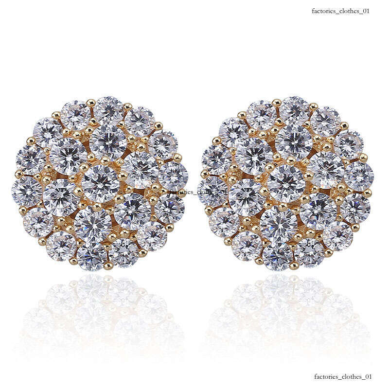 Full Zircon Gold-Plated Earrings Hip-Hop Trendy Ear Gold Jewelry