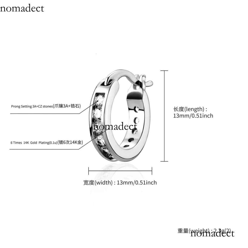 Mens Ins Trendy Ring Unisex Hip Hop Earrings Personalized Simple Dia Hie Hoop Earring Dangle Ear Rings Cute 14K Gold Bling Brincos