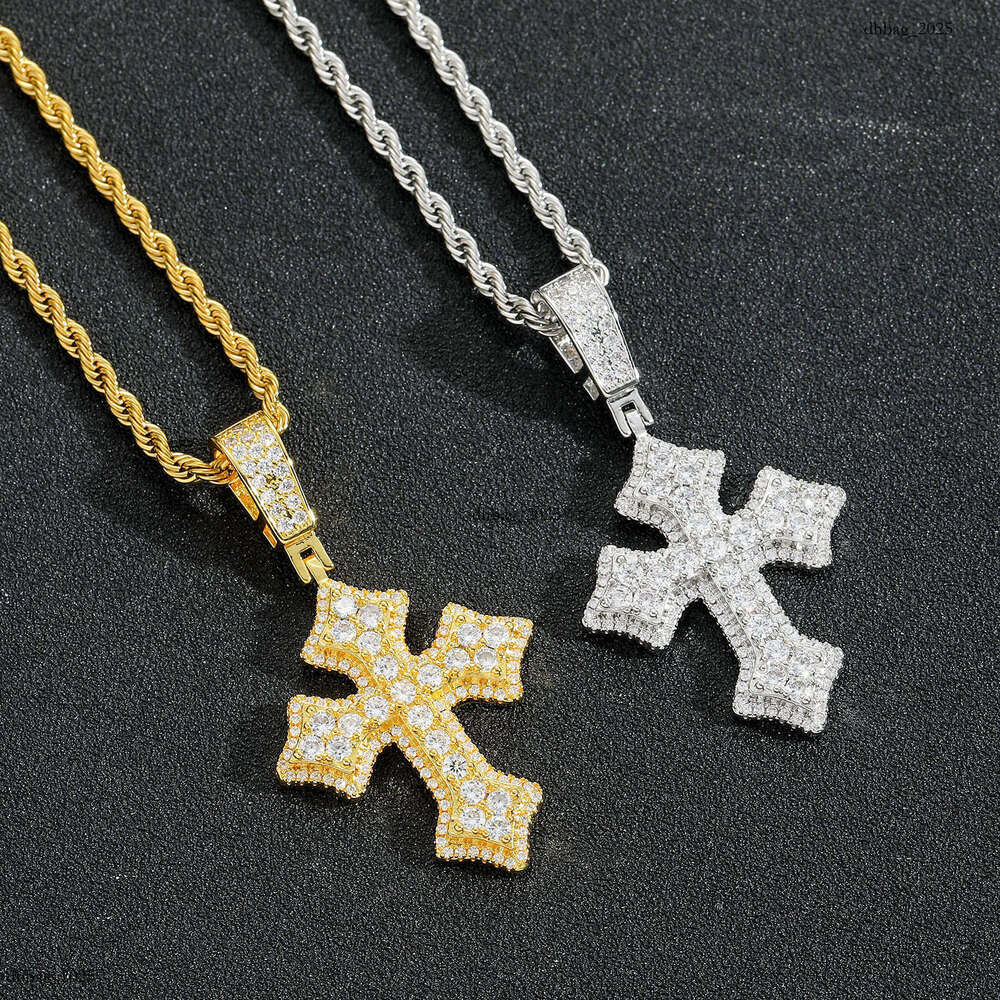New Moissanite chain Solid Hip-Hop Men's Trendy Simple Cross Pendant Accessory