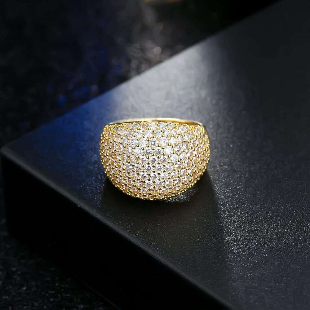 Dia Accent Dome Ring - Sliver Fashion Big Hollow Women Wedding Band Cubic Zirconia Statement Rings for women 5-11