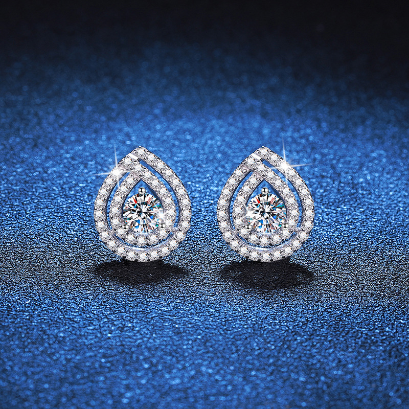 Free Shipping Designer Luxury Jewelry Japanese Style S925 Sterling Silver Earrings Women's Accessories Moissanite Earrings D Color 1 Carat Moissa