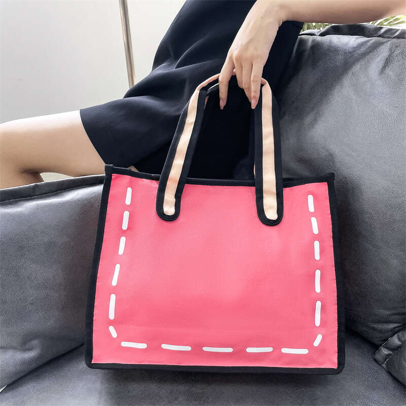 Designer Bags Simple Casual Women's Shoulder New Korean Fashion Anime Canvas Ins Handheld Tote Bag