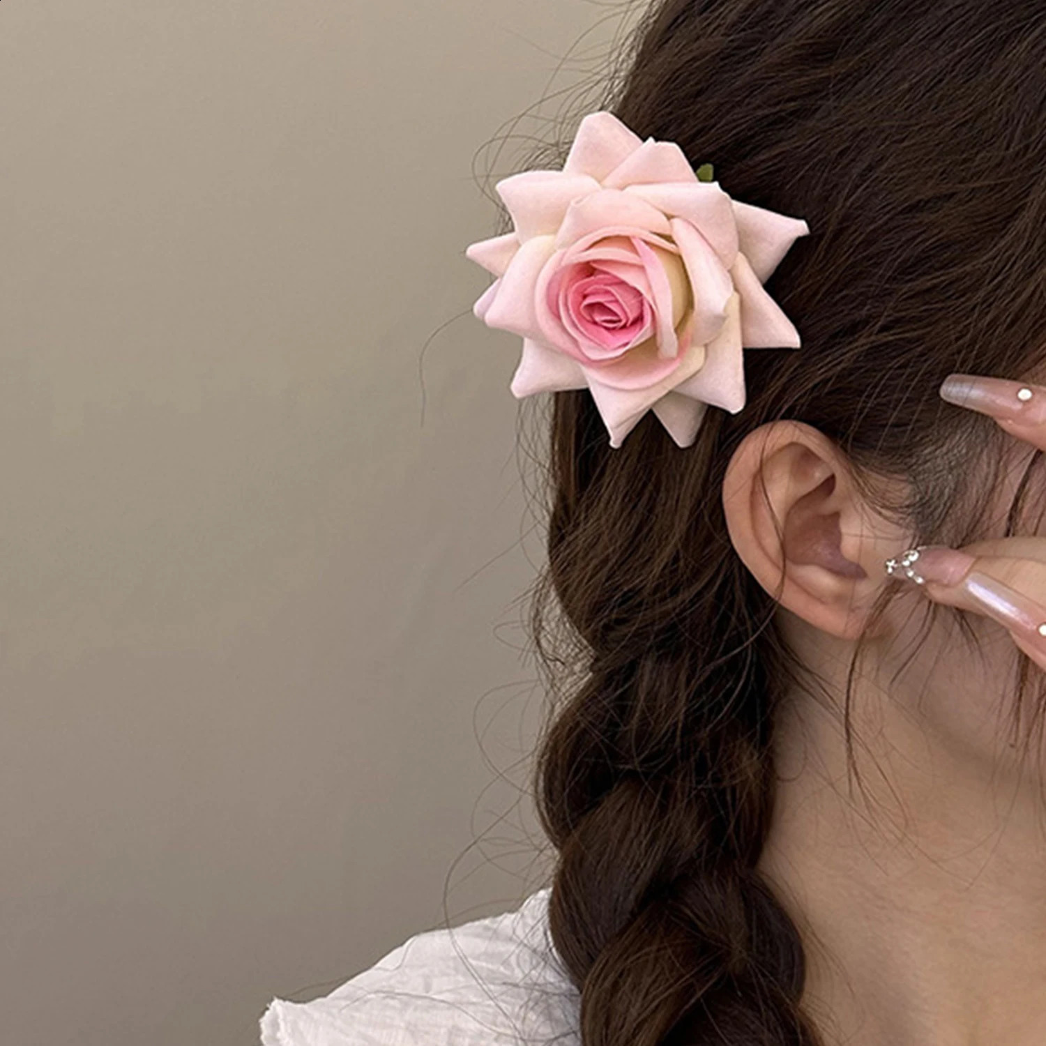 Simulated Flower Magnolia Hair Clip for Women Spring Summer Trendy Korean Sweet Floral Hairpin Headdress Wholesale 250807