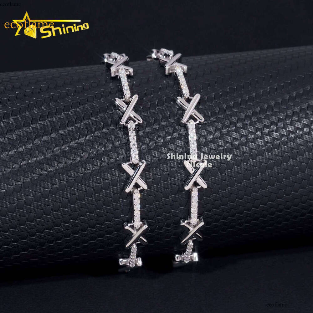 New Arrivals High Quality Fashion X Extension Chain Iced Out Sier Moissanite Bracelet