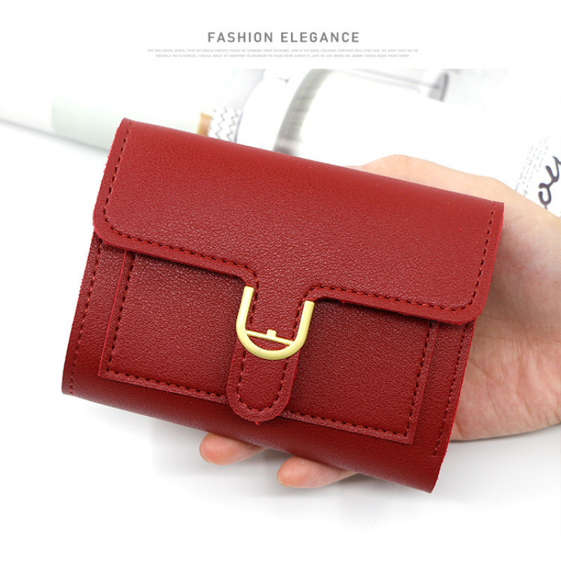 Luxury Bag Korean Version Simple Fashion Buckle Women's Short Wallet Multi-card Slot Compact Female 70% Off Card Holder Coin Purse Wholesale