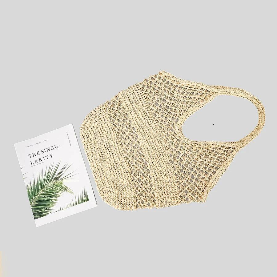 Casual Hollow Straw Women Shoulder Bags Paper Woven Lady Handbags Handmade Summer Beach Large Tote Bag Big Shopper Purses 2023