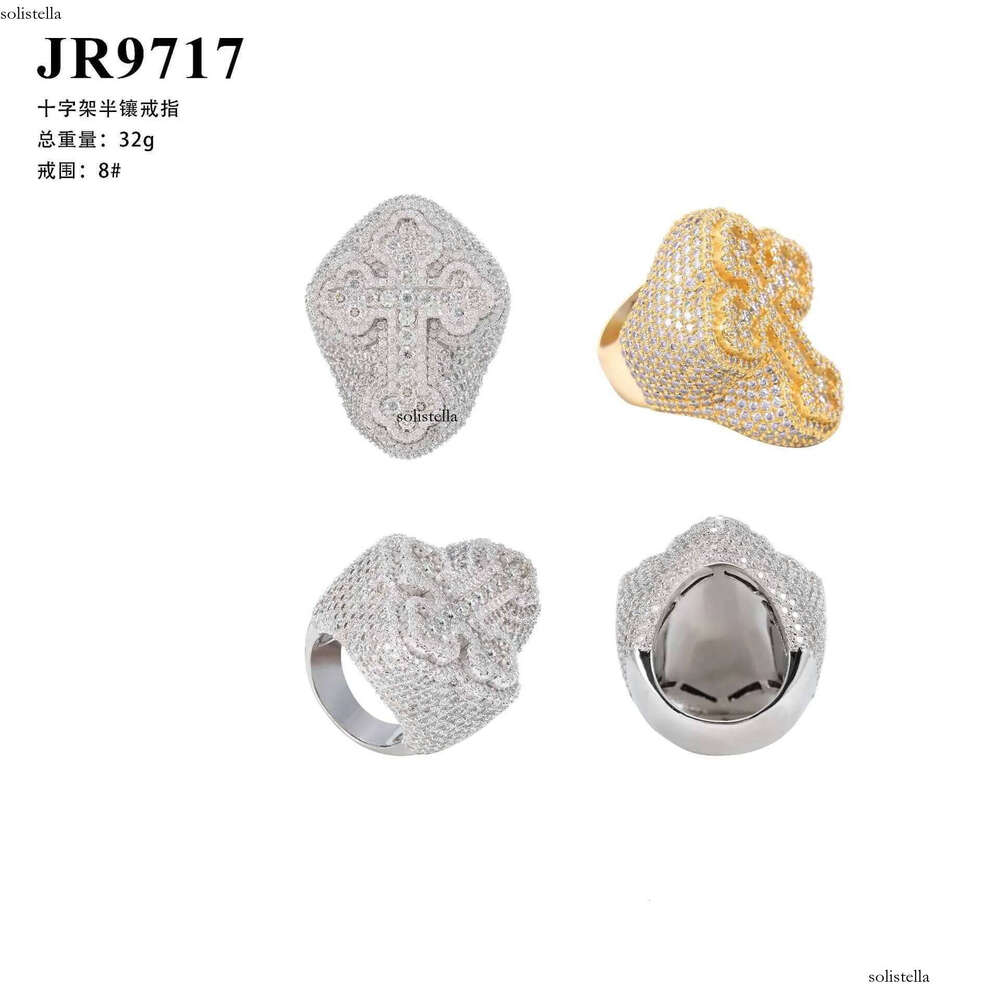 Hot selling fancy cross high-end sier moissanite personalized hip-hop style ring