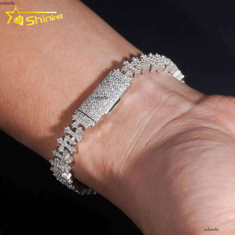 Small Size Cuban Link Chain Sterling Sier Moissanite Cross Bracelets Hip Hop Mens Jewelry