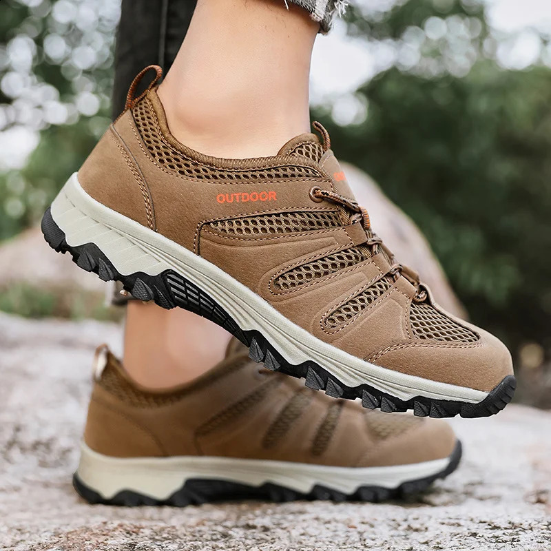 2025 Summer Hiking Shoes Men Plus Size 48 Breathable Mesh Mountaineering Sneakers For Men Outdoor Non-Slip Trekking Shoes Men 250805