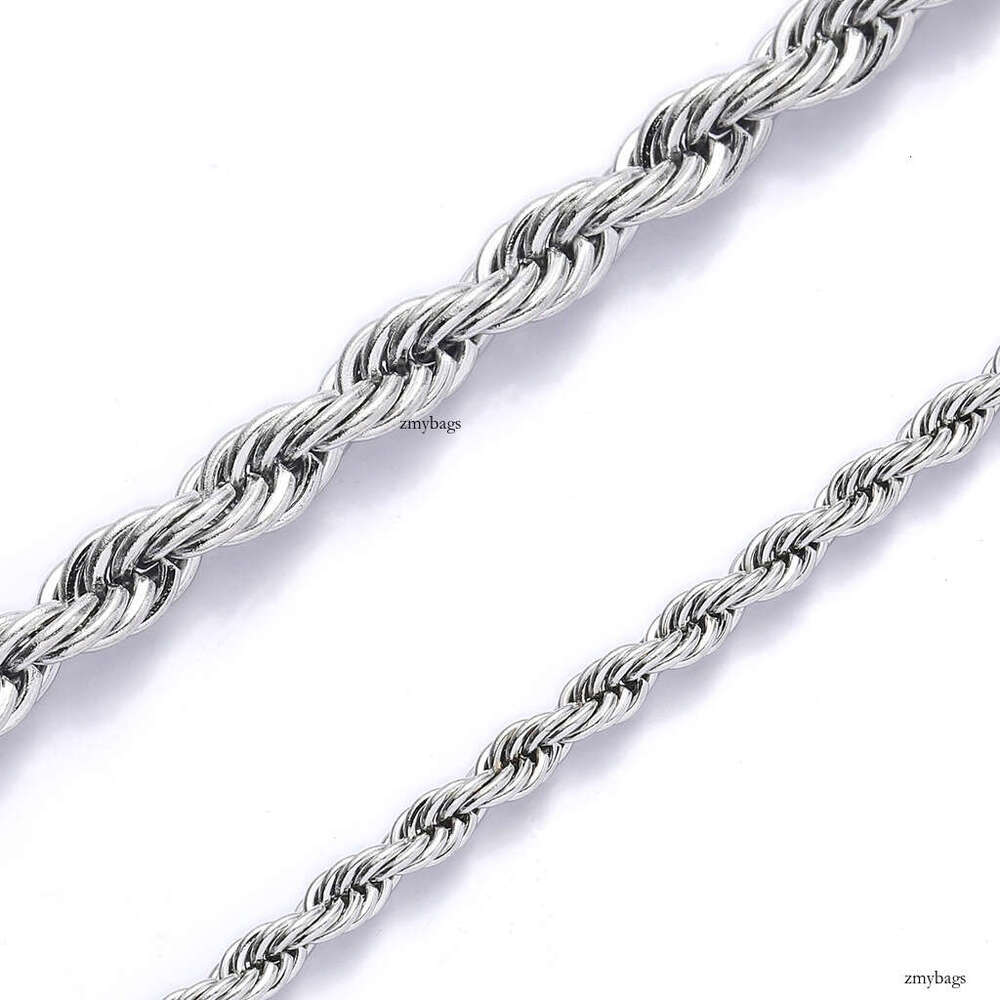 Hip Hop Plain Titanium Accessories Necklace Twist 3mm 5mm Multiple Sizes Sterling Silver Chain