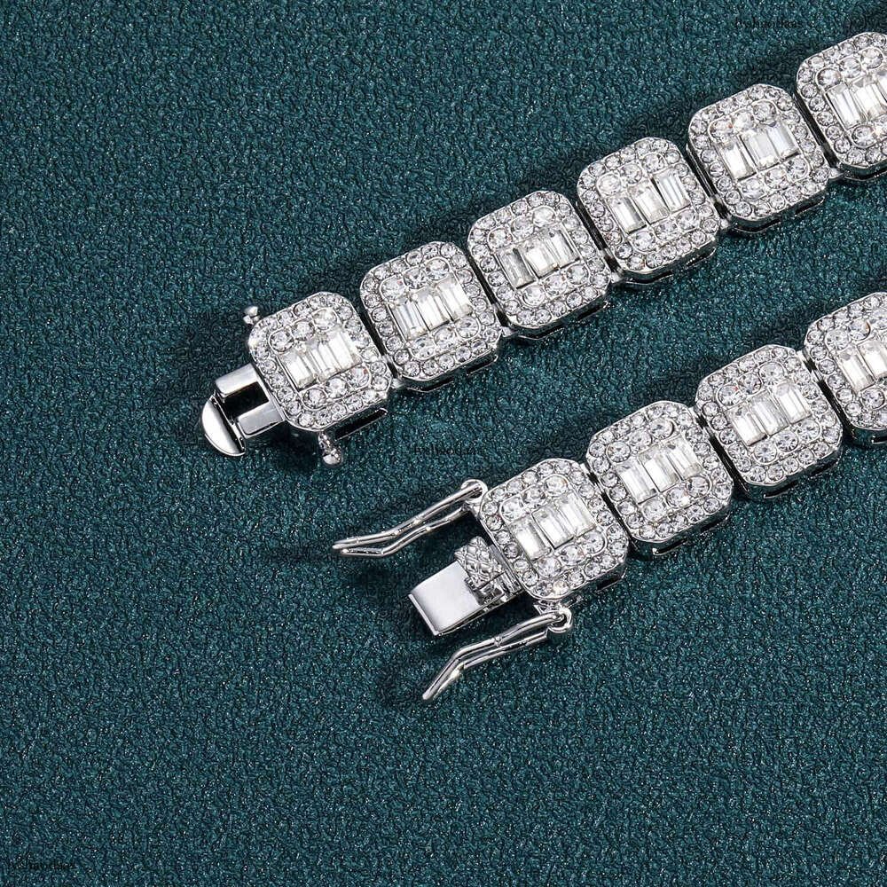 Hip Hop 13mm Square Round Cuban Chain Full Dia Men's Trendy Bracelet