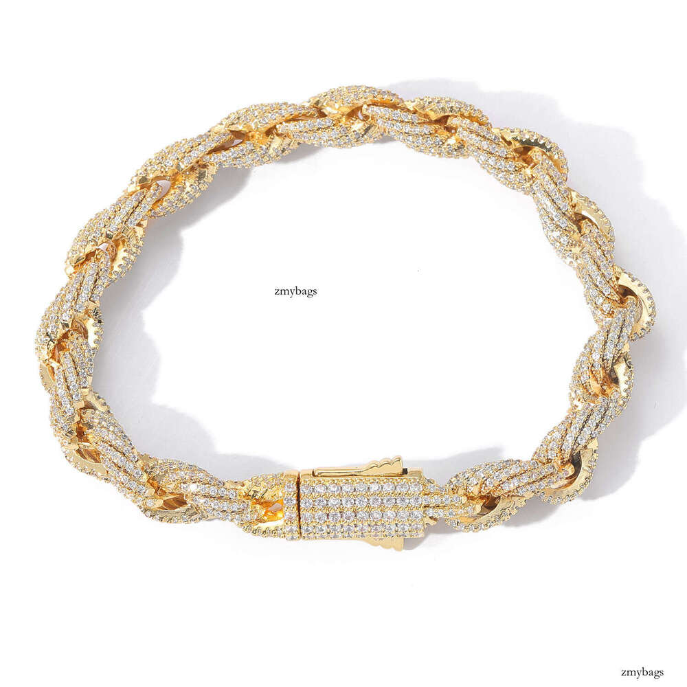 for Men Full Moissanite chain 8mm Twist Twisted Chain Hip Hop Men's Necklace Stylish Accessories