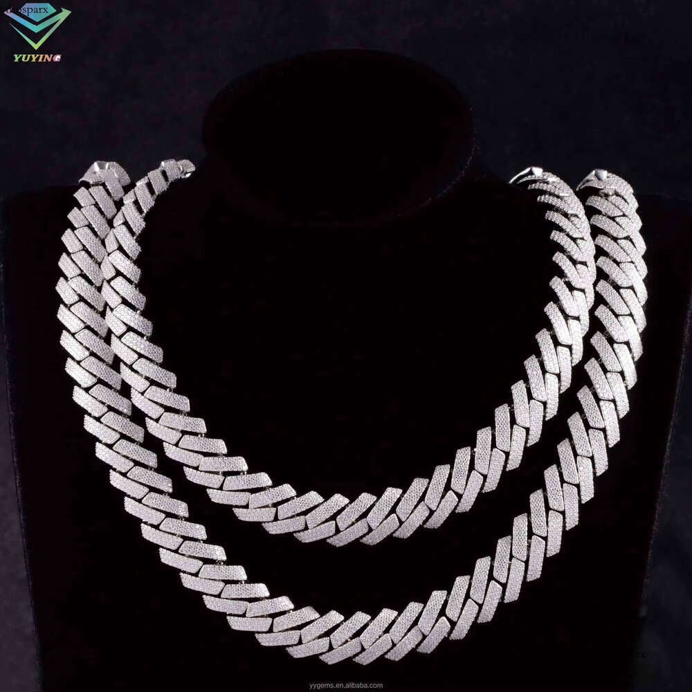 Fine Jewelry Heavy Link Necklace 3rows 15mm Sterling Sier VVS Moissanite Iced Out Dia Cuban Chain for Men