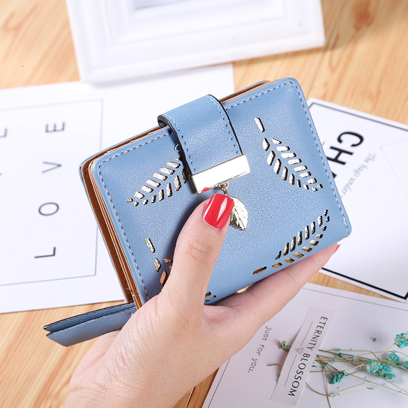 Luxury Bag New Korean Style Short Wallet For Women With Zipper And Buckle, Hollow Leaf Small Wallet, Money Clip, Card Holder, Wholesale From Manufactu