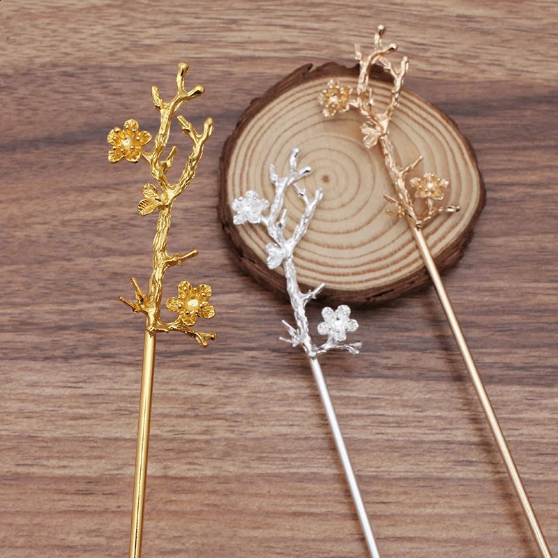 10 PCS 120mm Metal Alloy KC Gold/Silver Plated Branch Flowers Hair Sticks For Women Hairwear Decoration 250807