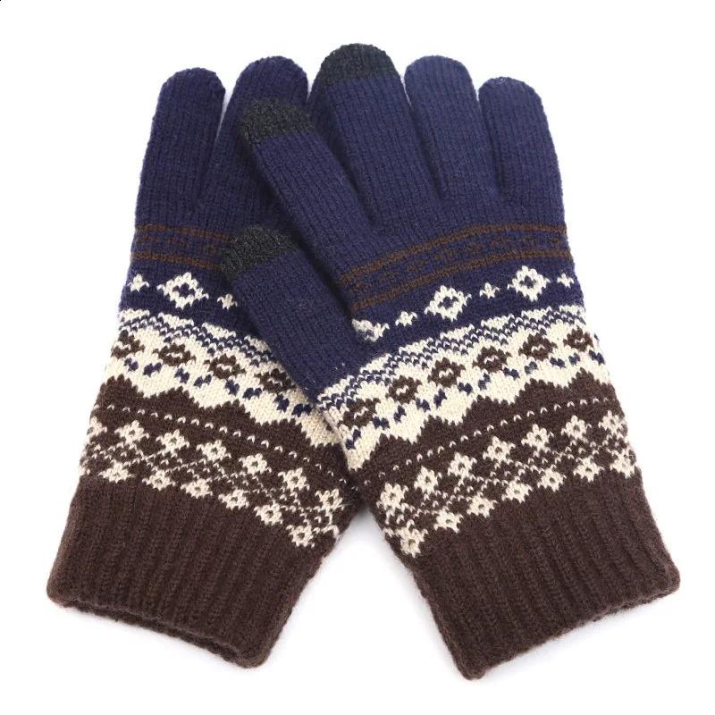 Creative winter mens and womens warm split finger gloves jacquard touch screen gloves 250807