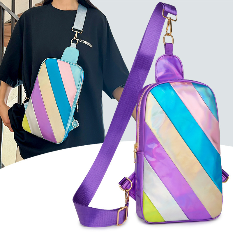 Women's Bag New Fashion Rainbow Color Block Luxury Bag Crossbody Bag Wholesale Fashion Designer Bag Retro Shoulder Bag Lightweight Chest Bag