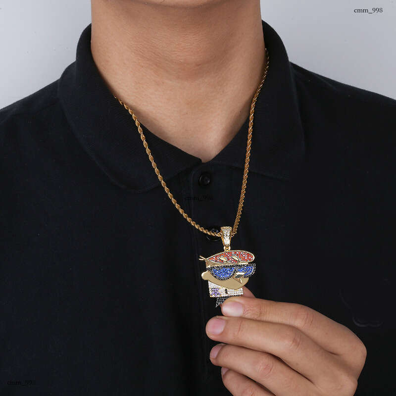 Hip Hop Cartoon Character Dexter Pendant Micro Paved Moissanite chain Men's Necklace