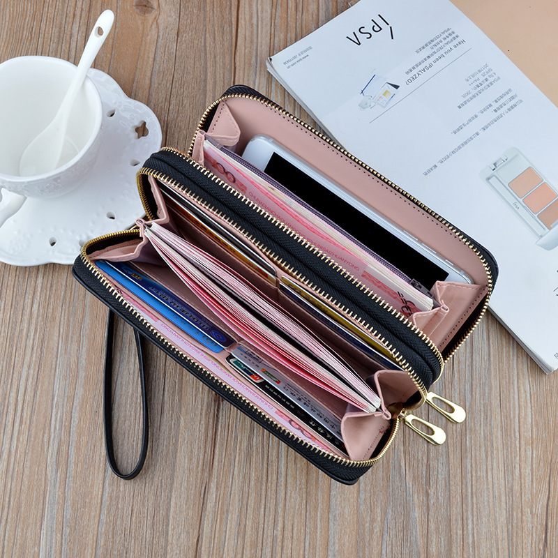 New Women's Wallet Long Double Zipper Phone Bag Luxury Bag Fashion Designer Bag Crocodile Pattern Large Capacity Mom Double Layer Clutch
