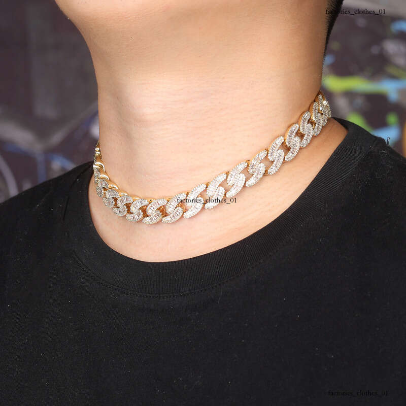 Men's Miami Cuban Chain 14mm Necklace Full Moissanite chain Hip-Hop Trendy Jewelry