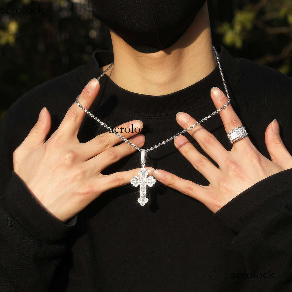 New Large Cloud Cross Pendant Hip Hop Rap Rhinestone Personalized Versatile Trendy Men's Necklace