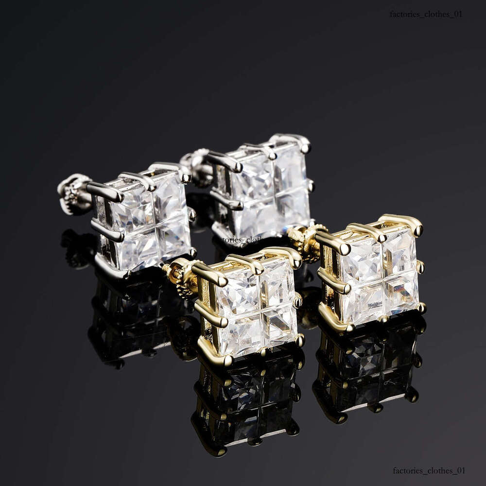 INS Hip-Hop Square Zircon Unisex Fashion Personality Simple Earrings Jewelry