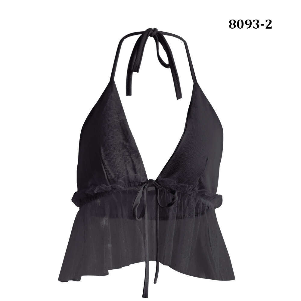 Women's Sexy Lace-Up Transparent Mesh Camisole Top