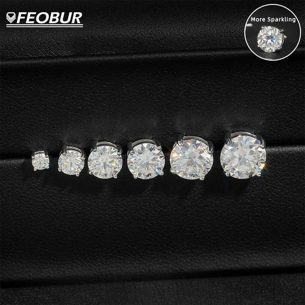 FEOBUR 1-4ct Moissanite Screw Back for Women Sterling Sier Sparkling Dia Stud Earrings Men Trendy Jewelry