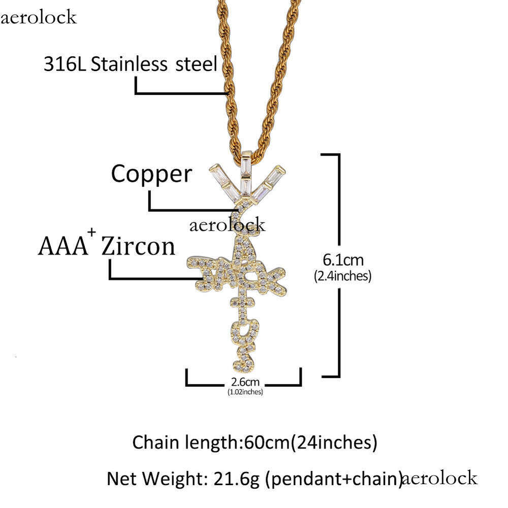 Hip-Hop Trendy Brand Inlaid Dia Cactus Jack Letter Pendant Necklace Accessory