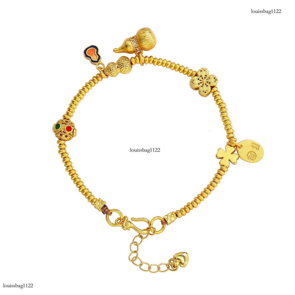 Enamel Colorful Ethnic Lucky Pattern Gold-Plated High-End National Trend Fortune Character Bracelet