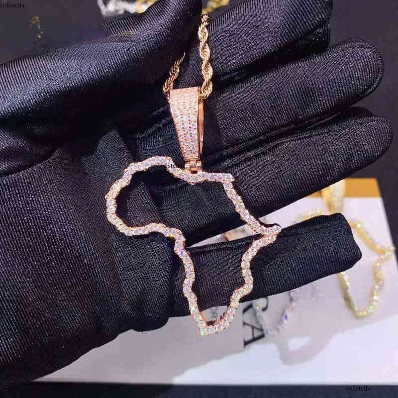 Hot Selling New Design Hip Hop Jewelry S Sier Gold Plated VVS Moissanite Dia Map Pendant for Necklace