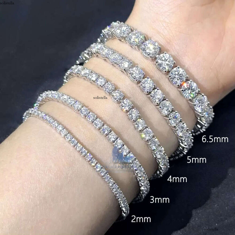 Iced Out Hip Hop Fine Jewelry Necklaces Sterling Sier VVS1 Dia Moissanite Tennis Chain Necklace 2mm 3mm 4mm Dropshipping