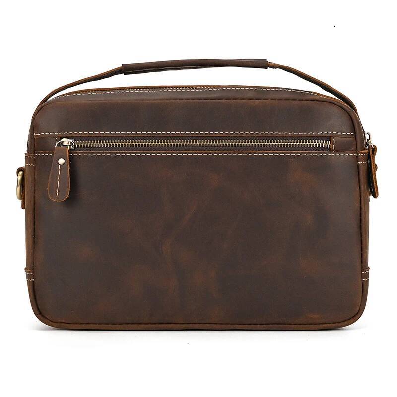 Big Shoulder Genuine Leather Crossbody Bag For Male Retro Fashion Style Men's Messenger Sling Bags With Handle Handbags