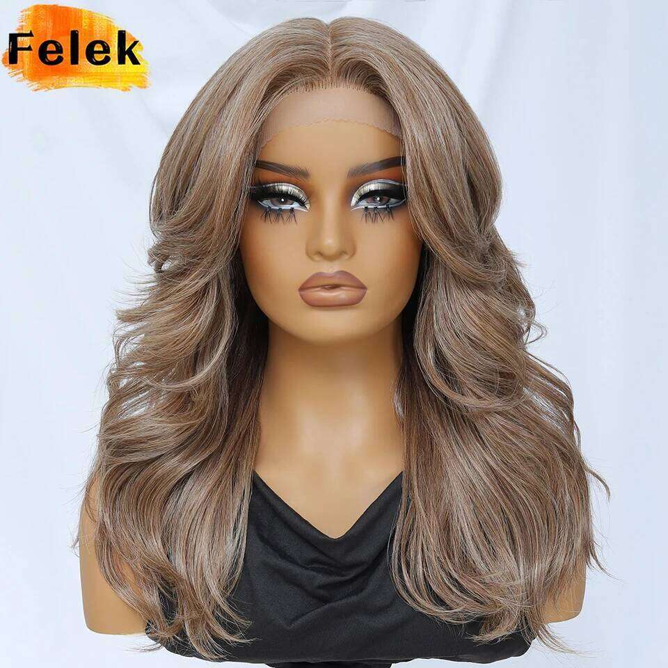 Layered With Bangs Women 18 Inch Red Synthetic Front For Daily Use 13x5 T- Part Lace Wig Ombre Brown Afro Wigs