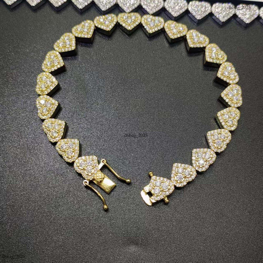 Heart-Shaped Tennis Bracelet Jewelry Personalized Full Dia Unisex Hip-Hop Trendy Necklace
