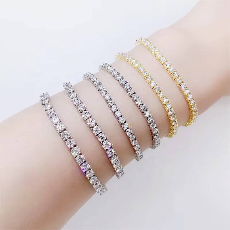 Hot Selling Trendy 2021 Moissanite Silver 2MM 3MM 4MM 5MM Tennis Bracelet Mens Womens Jewelry Chain Bracelet