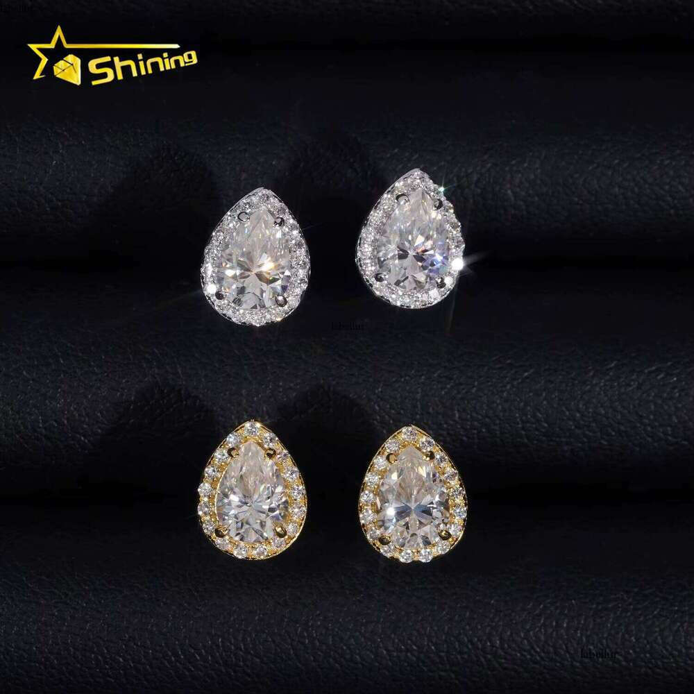 New Arrival Sier Halo Design Pear Cut Silicon Stone GRA Certified Screw Back Women's Boutique Jewelry Earrings