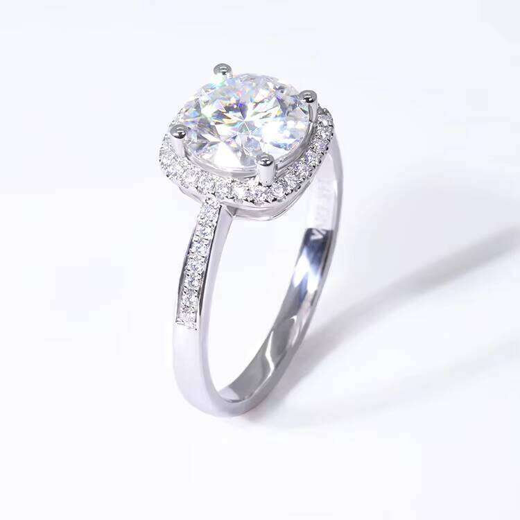 Design Romantic High End 14k Gold halo Half Band 2 CT VVS Moissanite Dia with GRA for Anniversary Ring