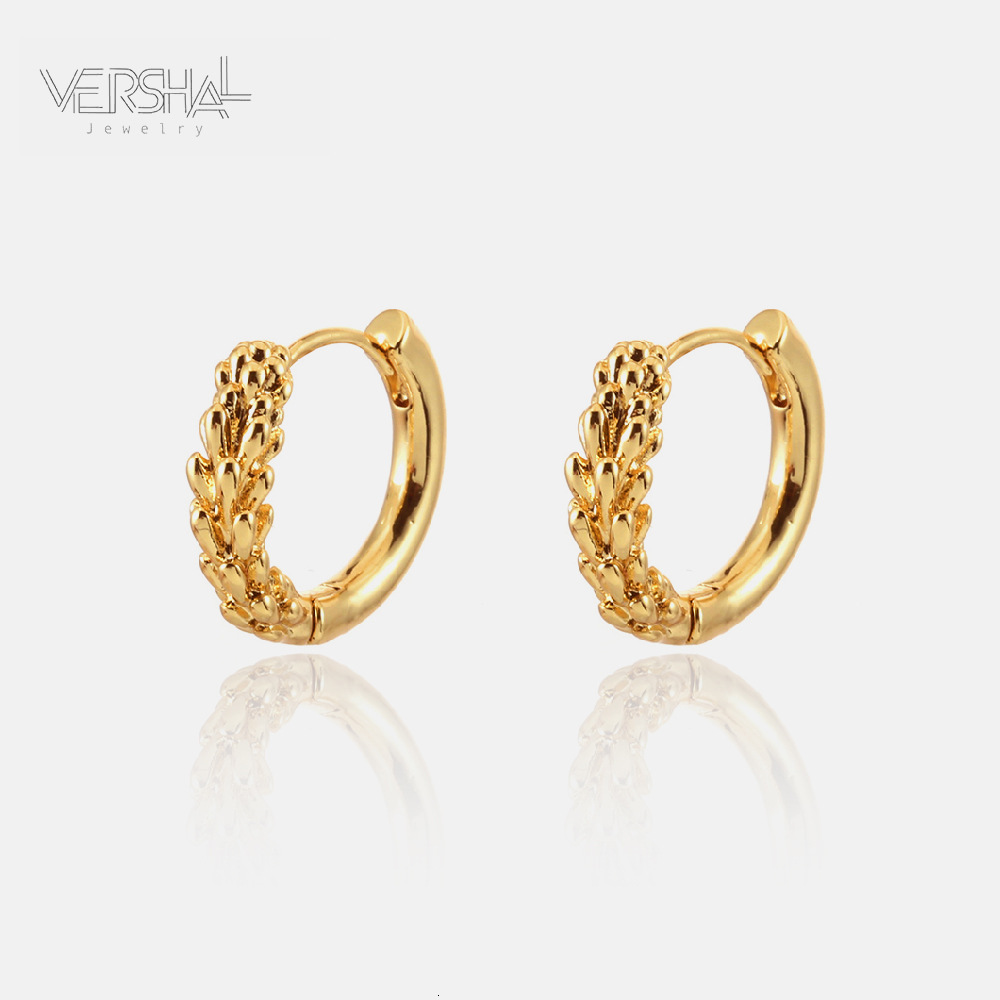 Free Shipping Designer Luxury Jewelry European And American Gold Wheat Ear Leaf Earrings Copper Plated Simple High-end Sense Commuting Women's Ac