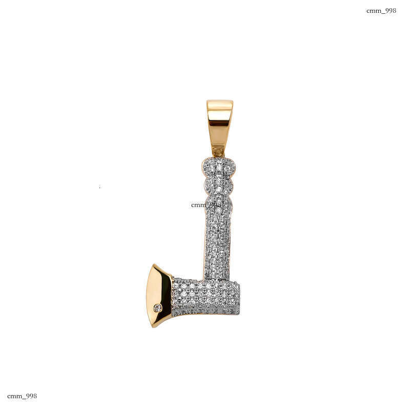 Hip-Hop Axe-Shaped Personality Jewelry Men's Trendy Pendant Micro-Inlaid Full Moissanite chain Necklace
