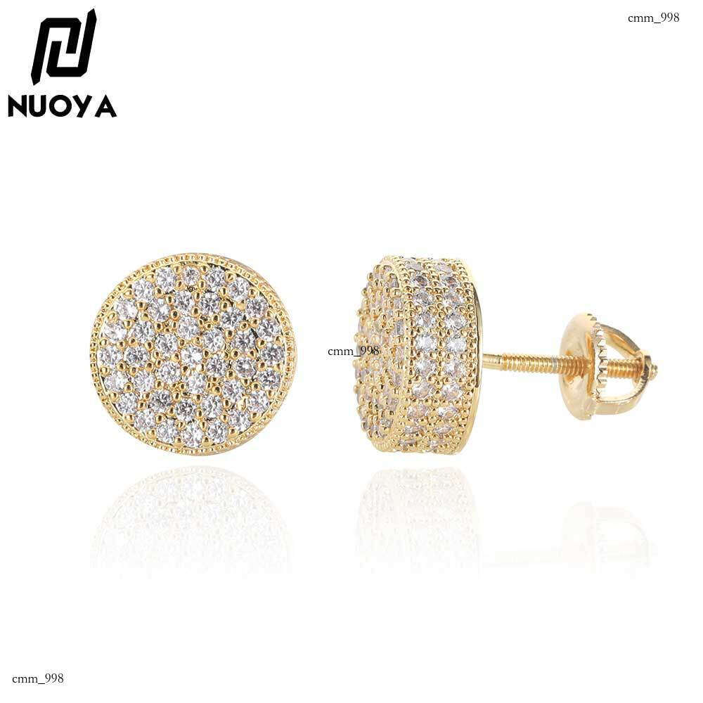New Double-Layer Round Micro-Inlaid Zircon Trendy Personality Hip-Hop Earrings