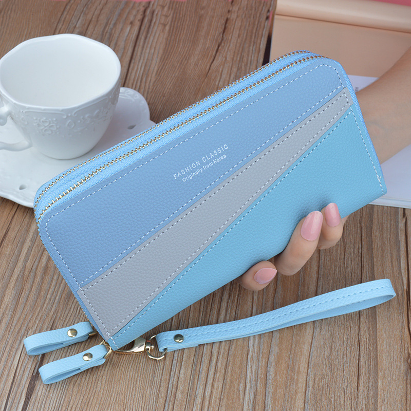 2025 New Luxury Bag Women's Long Wallet Double Designer Bag Zipper Clutch Double Layer Fashion Color Block Large Capacity Coin Purse Phone Bag