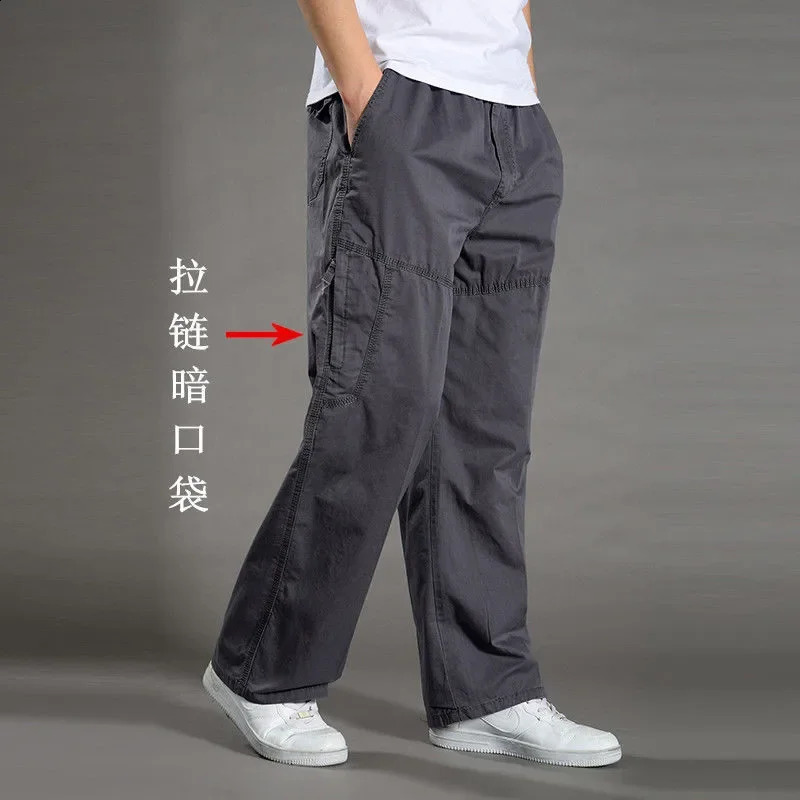 Mens Cargo Pants Spring Cotton Black Work Large Size Summer Casual Climbing Joggers Sweatpants Man Autumn Trousers 250809