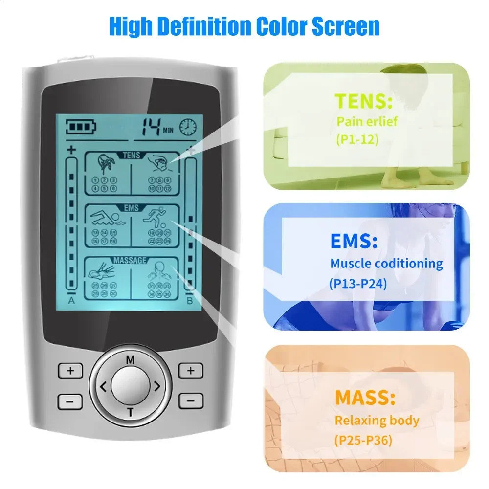 36 Modes EMS Tens Unit Muscle Stimulator Electric Acupuncture Body Massage Digital Electro Stimulator Slimming Machine 250808