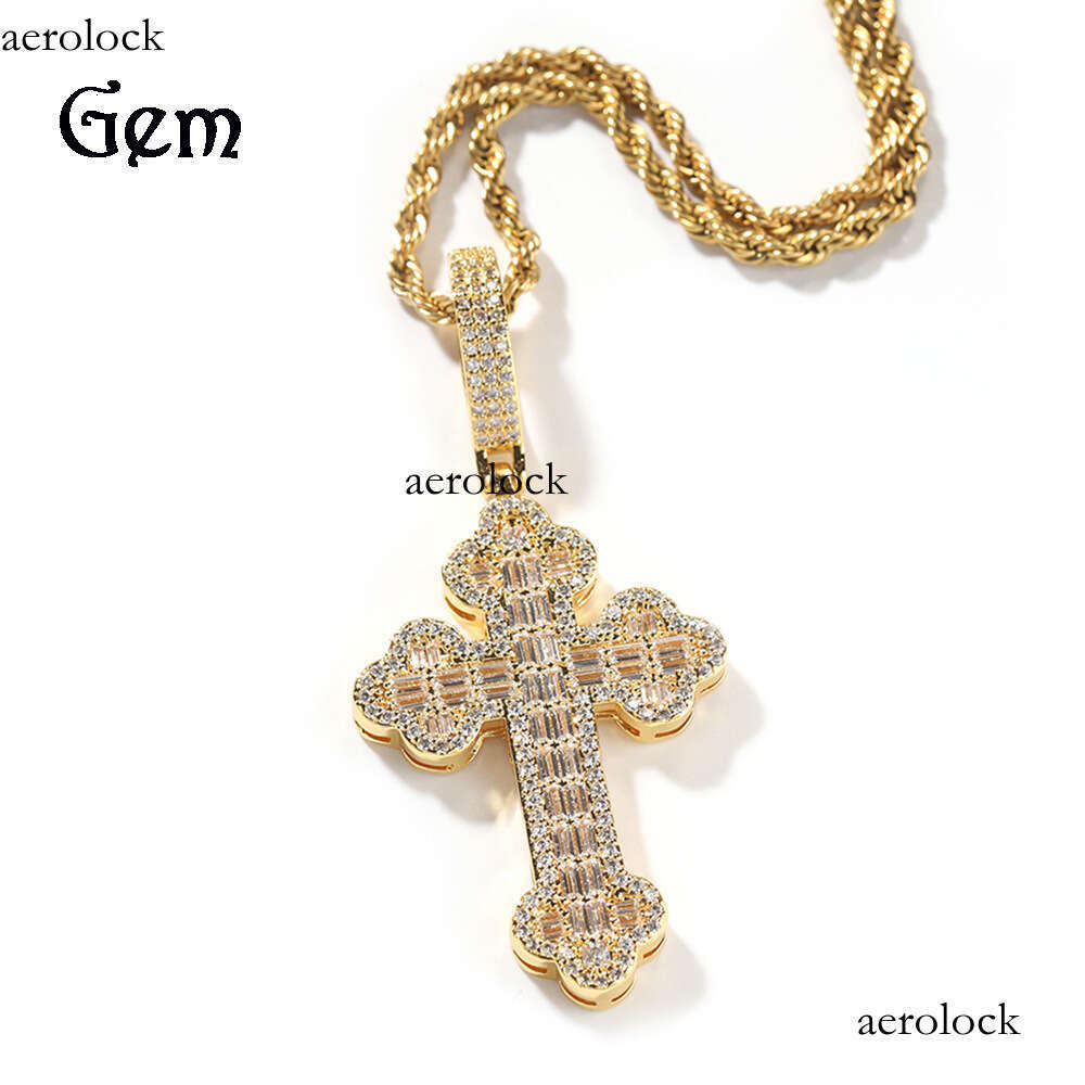 New Large Cloud Cross Pendant Hip Hop Rap Rhinestone Personalized Versatile Trendy Men's Necklace