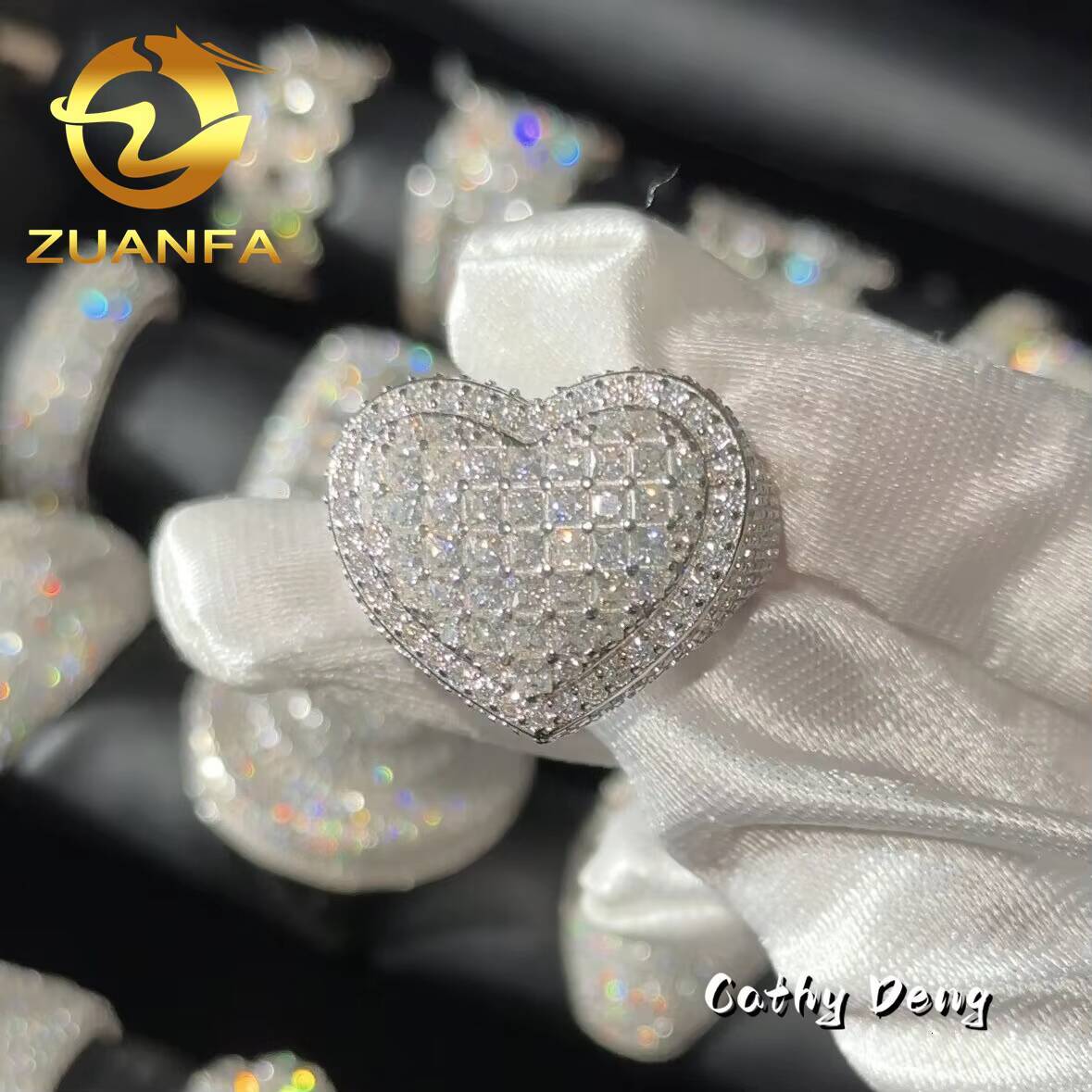 Ready to Ship Iced Out Jewelry Moissanite Hip Hop Ring 925 Sterling Silver Men Diamond Ring Pass Diamond Tester