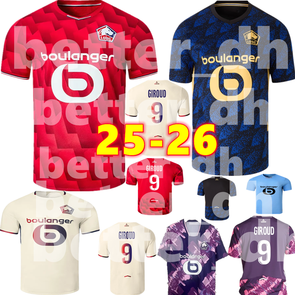 25 26 LOSC Lille Soccer Jerseys J DAVID E.MBAPPE ZHEGROVA ANGEL Maillot DIAKITE YAZICI OUNAS Football Shirt 2025 Lille anniversary D HARALDSSON Fourth Men Kids Kit