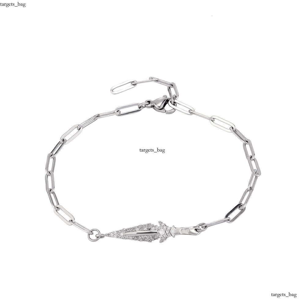 Trendy Niche Design Sterling Silver Bracelet Full Dia Dagger Style Unisex Hip-Hop Jewelry