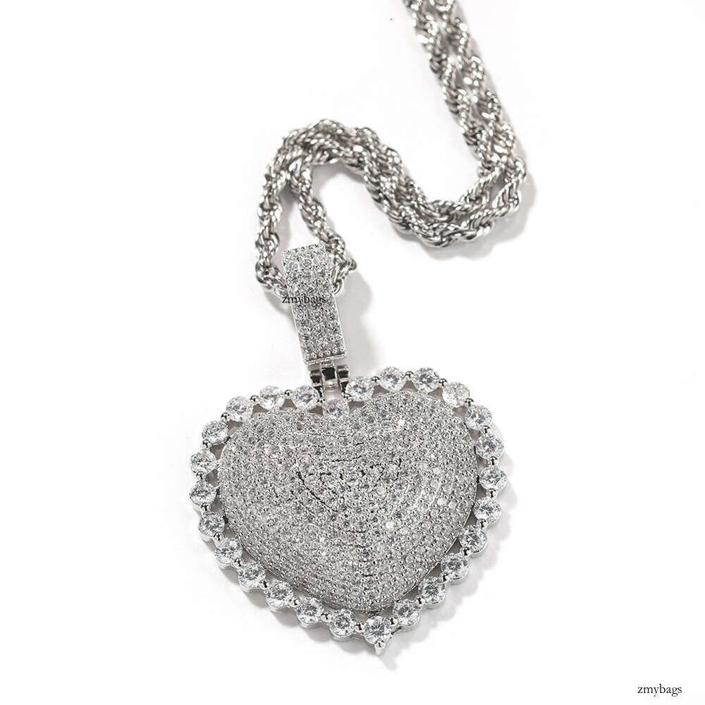 Hiisees New Heart Simple Summer Inlaid Pink Hip-Hop Style Pendant Unisex Versatile Accessory